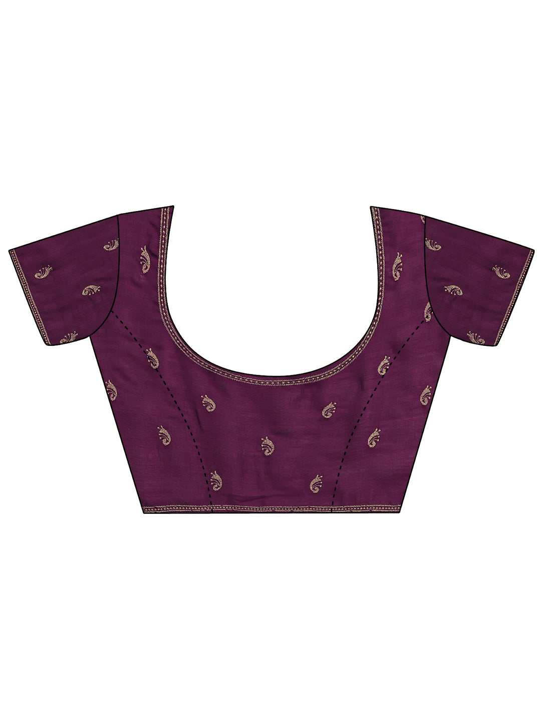  Burgundy Paisley Embroidered Silk Blend Saree With Unstitched Blouse Piece 