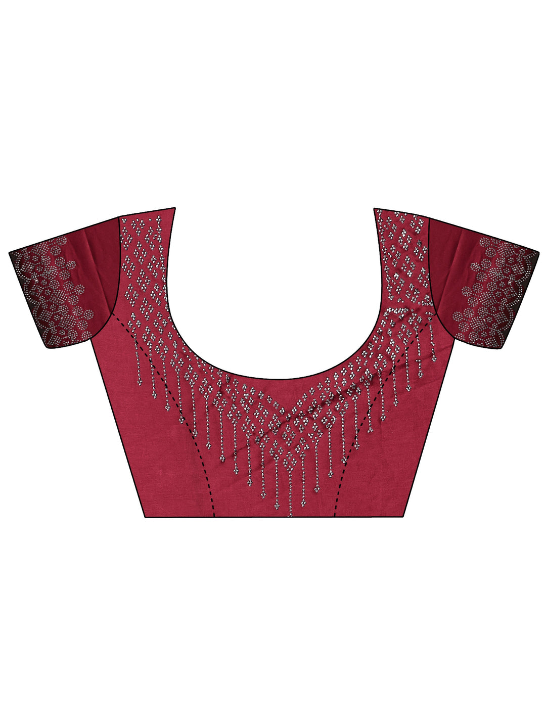  Red Embellished Silk Blend Saree With Unstitched Blouse Piece 