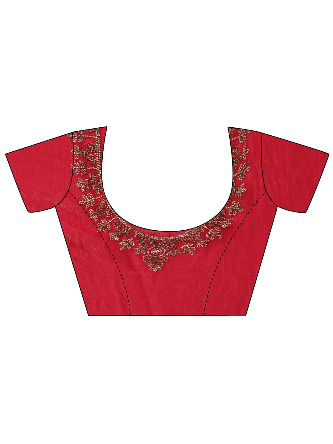  Red Solid Silk Blend Saree With Unstitched Blouse Piece 