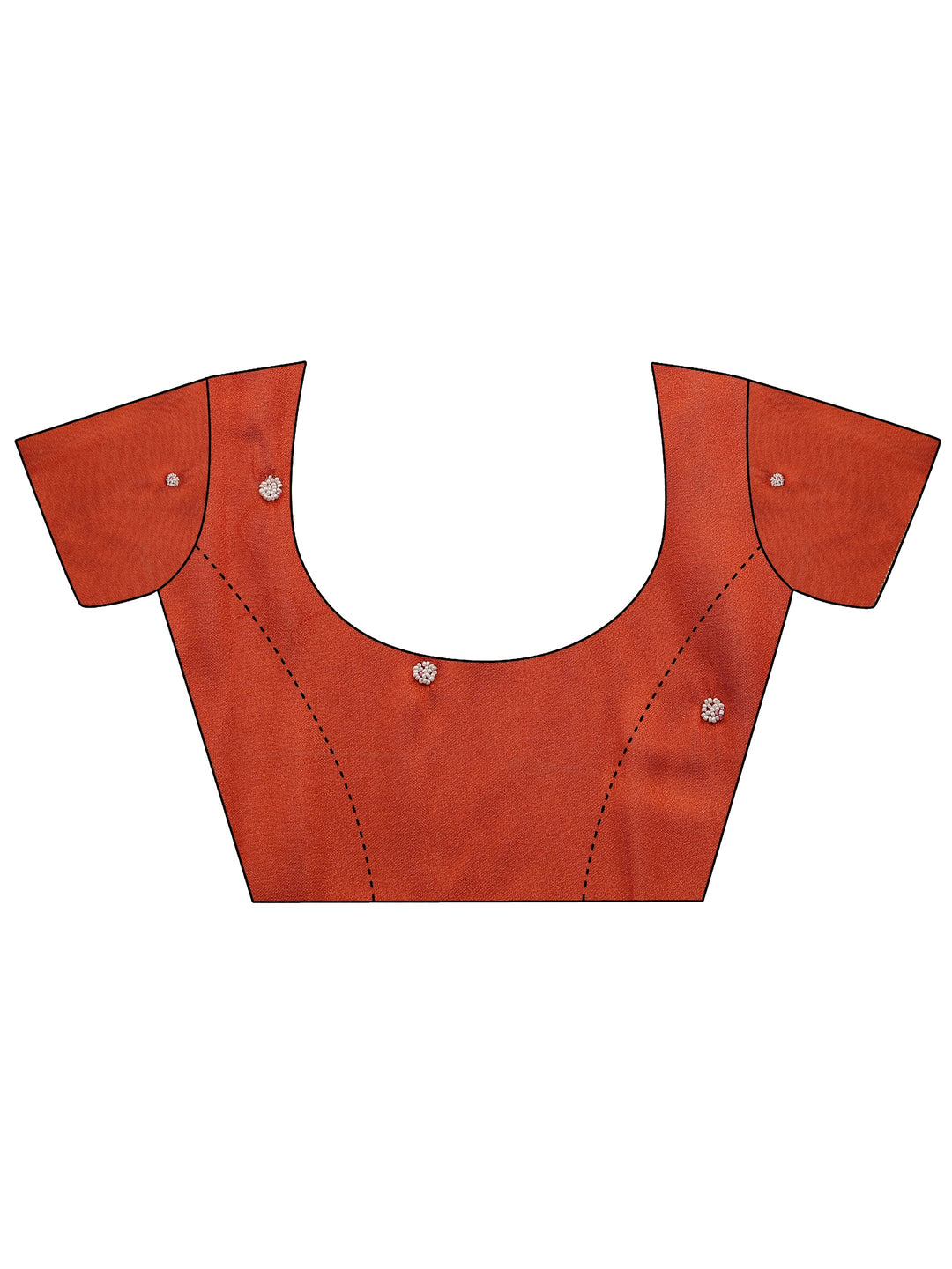  Rust Embellished Silk Blend Saree With Unstitched Blouse Piece 