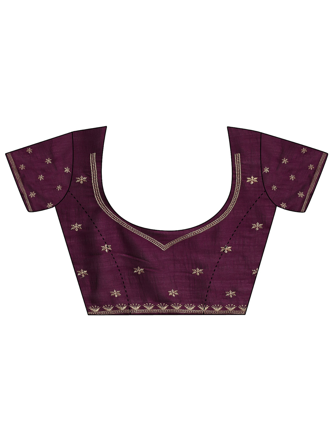  Burgundy Embellished Silk Blend Saree With Unstitched Blouse Piece 