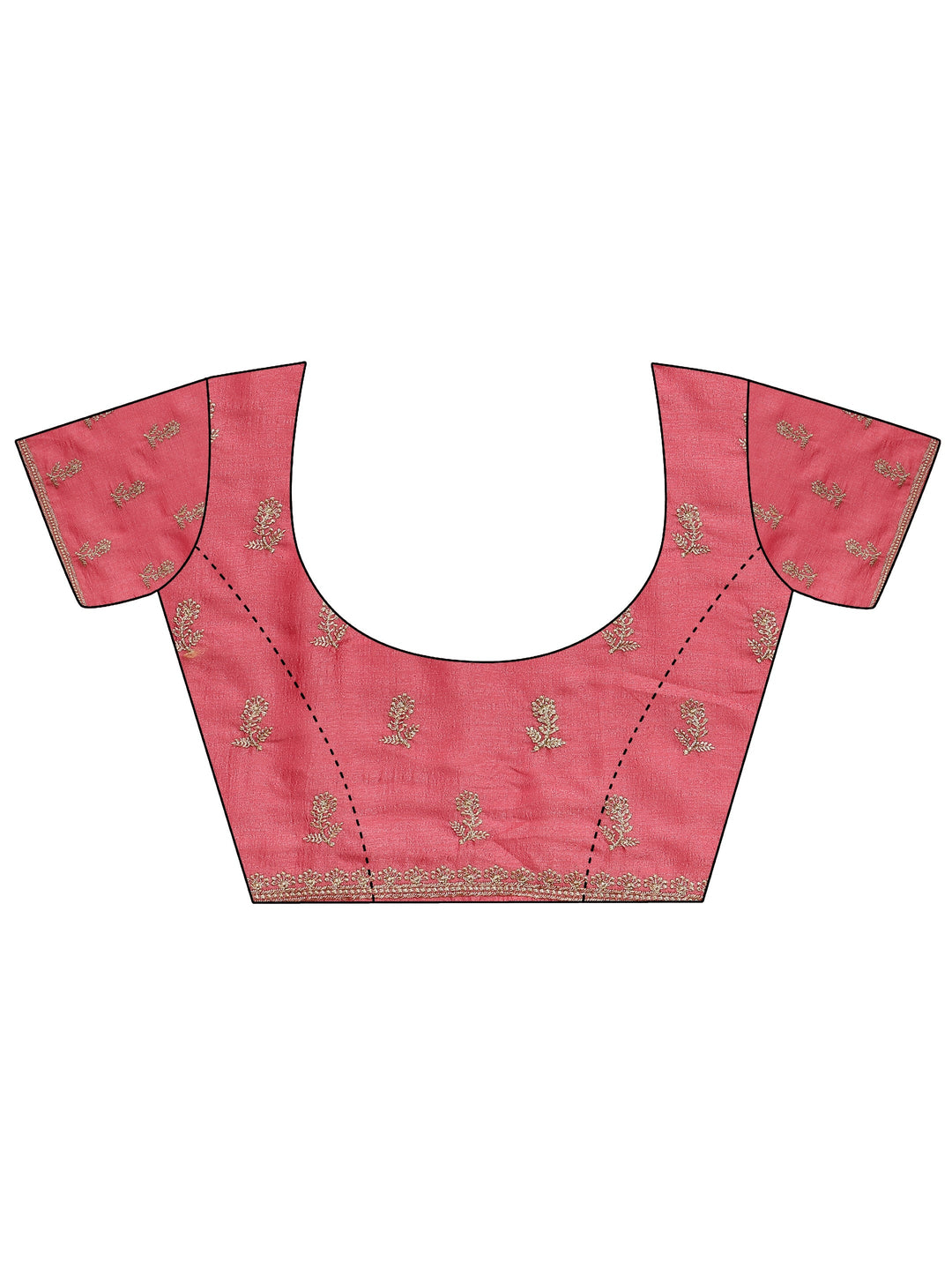  Coral Embellished Silk Blend Saree With Unstitched Blouse Piece 