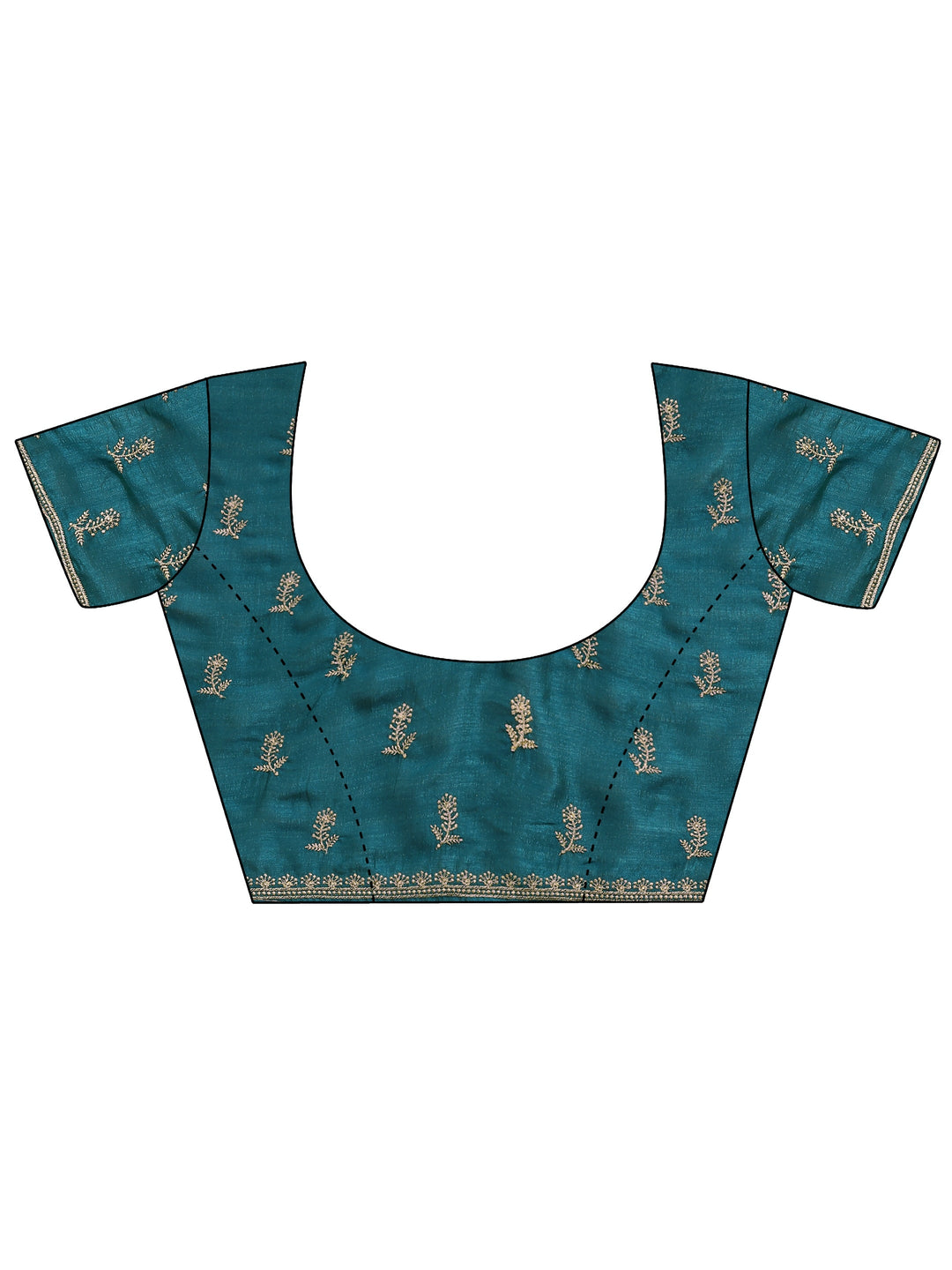  Teal Embellished Silk Blend Saree With Unstitched Blouse Piece 
