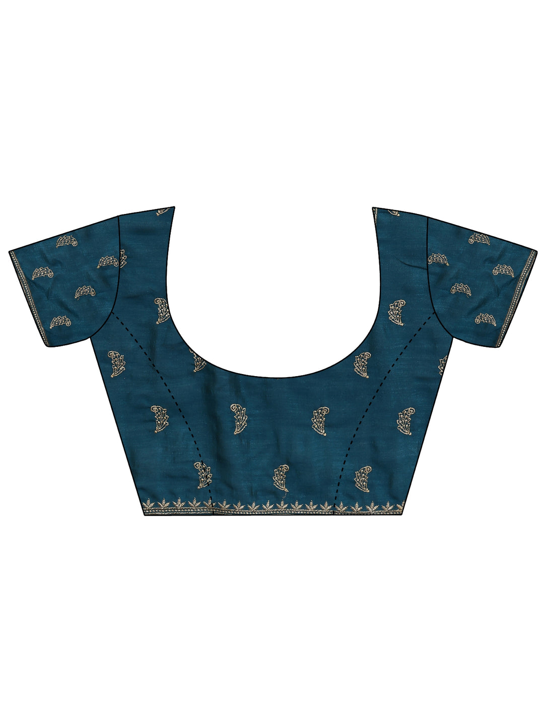  Teal Embellished Silk Blend Saree With Unstitched Blouse Piece 