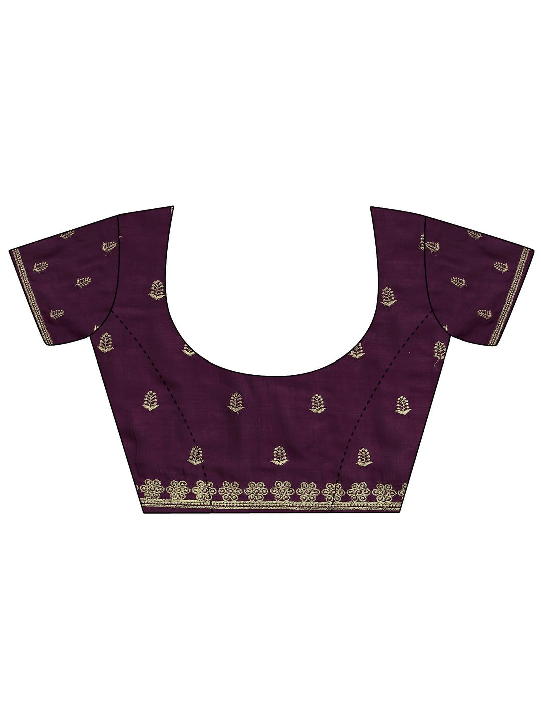  Burgundy Embroidered Silk Blend Saree With Unstitched Blouse Piece 