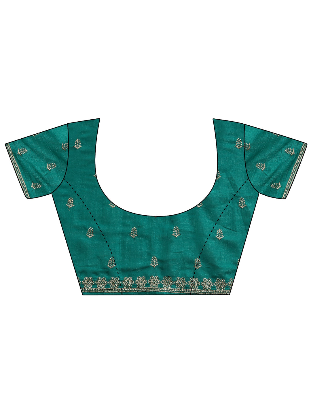  Green Embroidered Silk Blend Saree With Unstitched Blouse Piece 