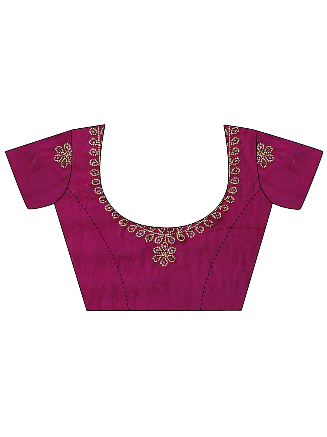  Maroon Embellished Silk Blend Saree With Unstitched Blouse Piece 