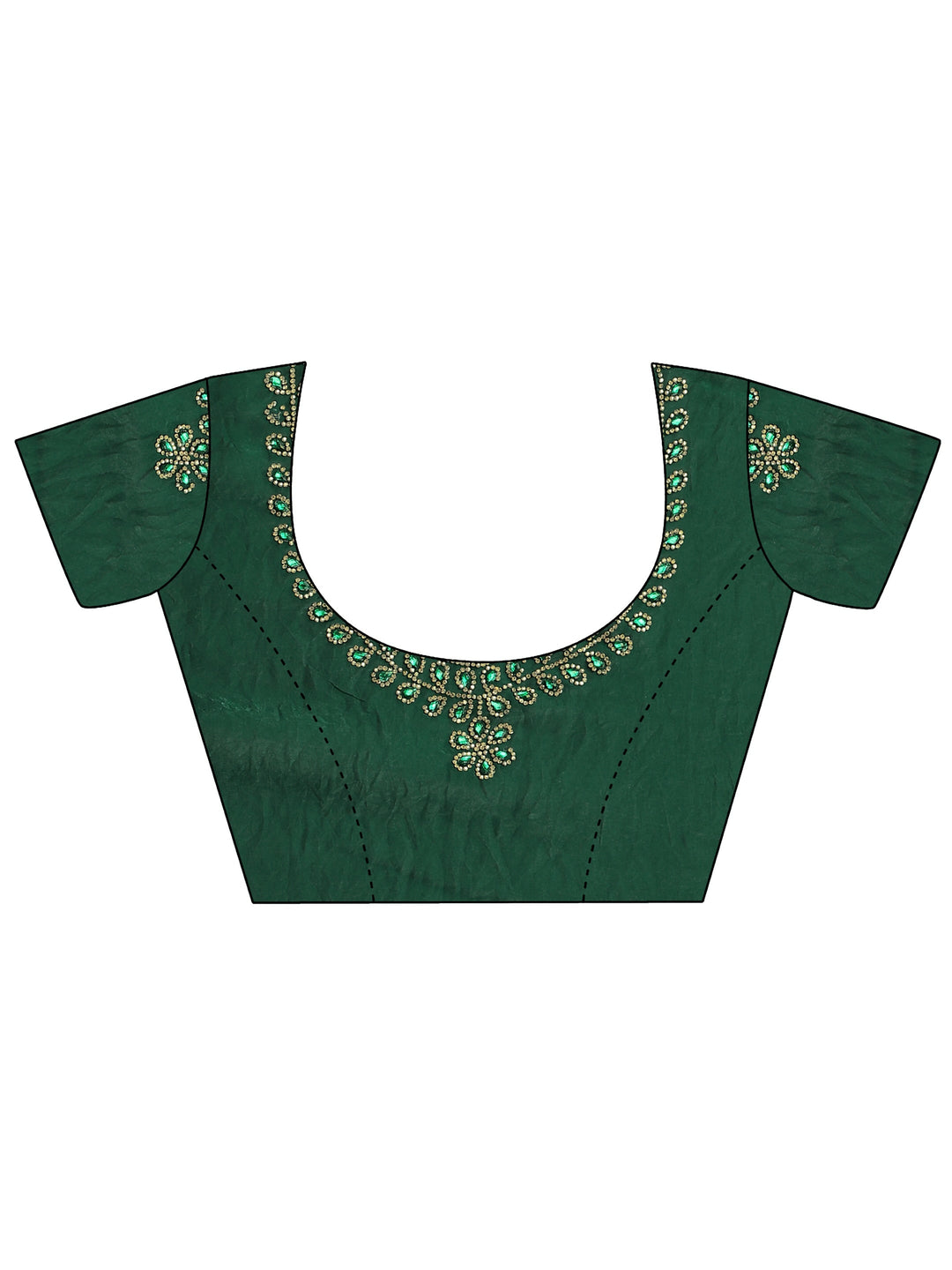  Green Embellished Silk Blend Saree With Unstitched Blouse Piece 