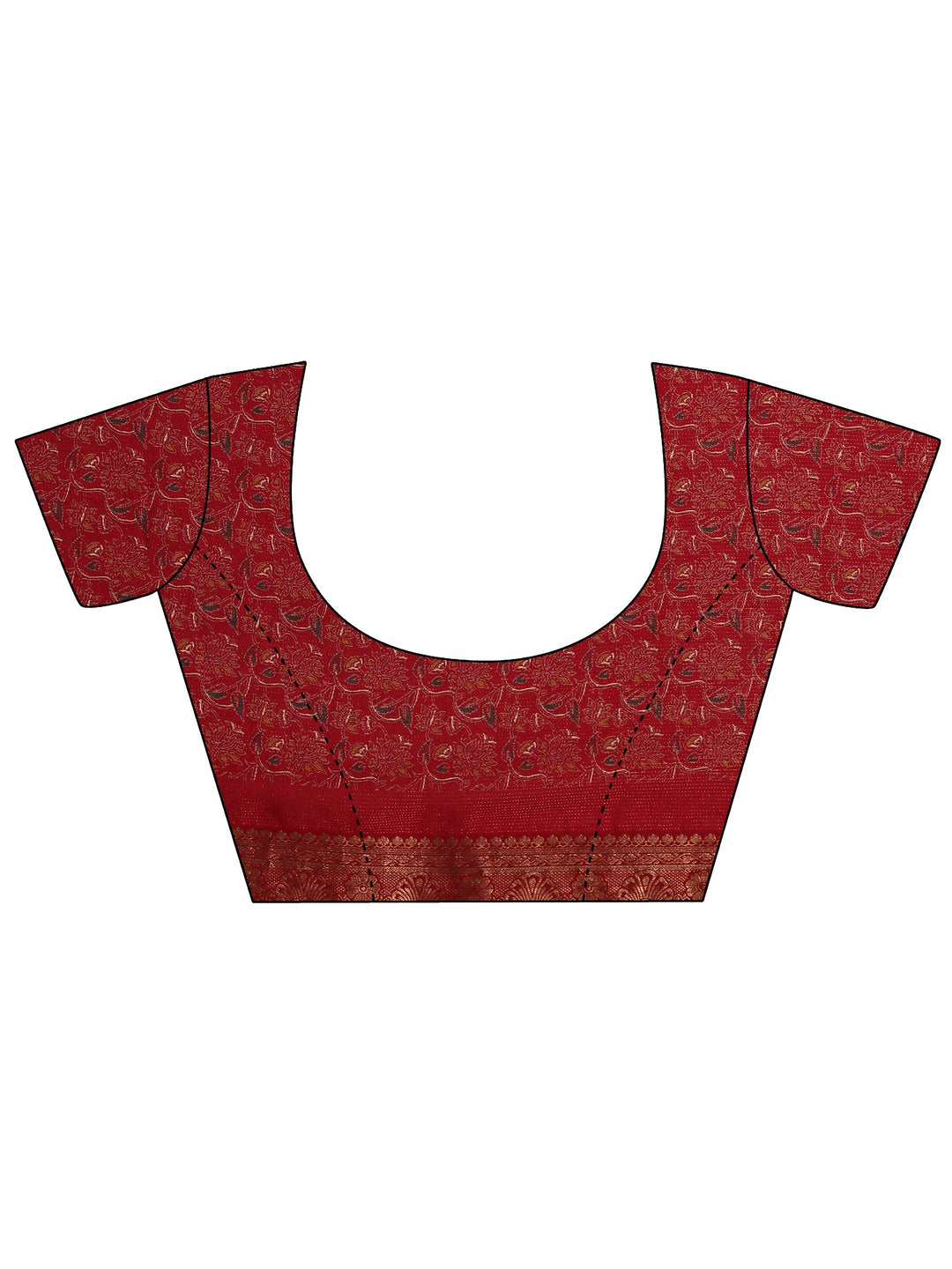  Red Solid Silk Blend Saree With Unstitched Blouse Piece 