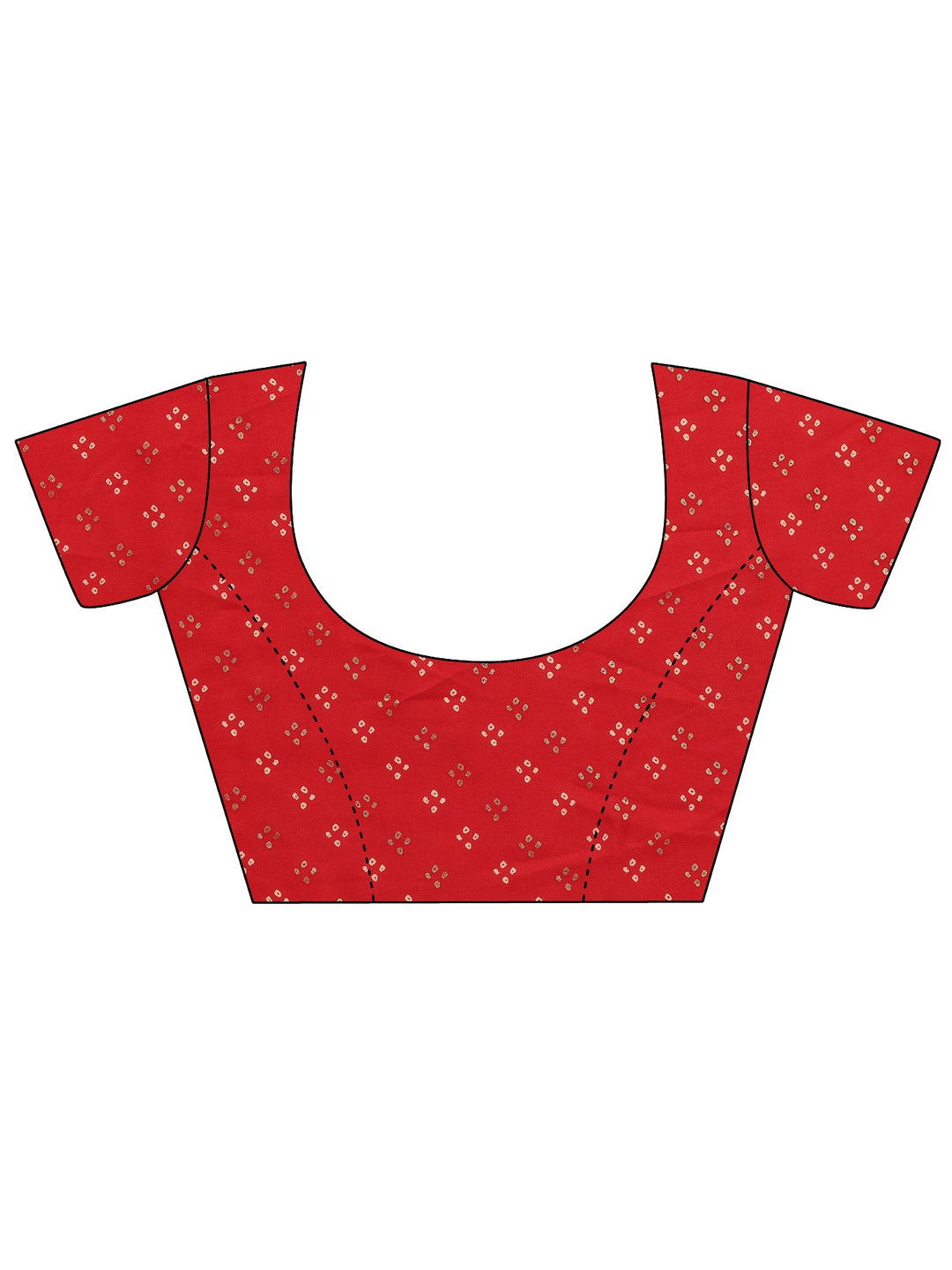  Red Bandhani Printed Silk Blend Saree With Unstitched Blouse Piece 