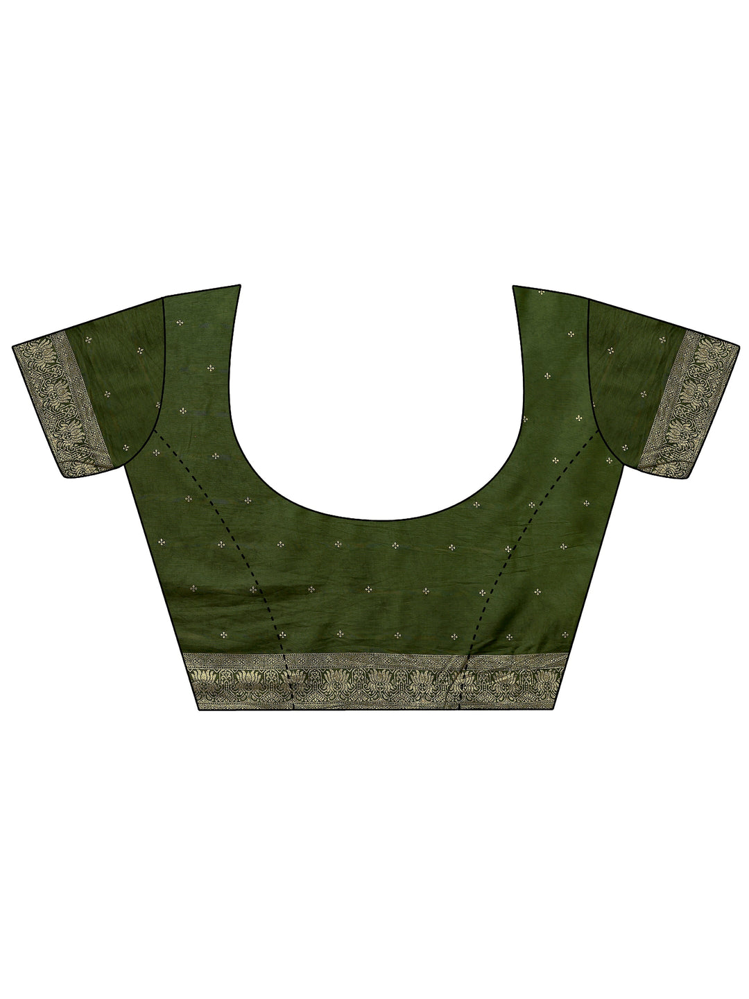  Olive Woven Design Silk Blend Saree With Unstitched Blouse Piece 