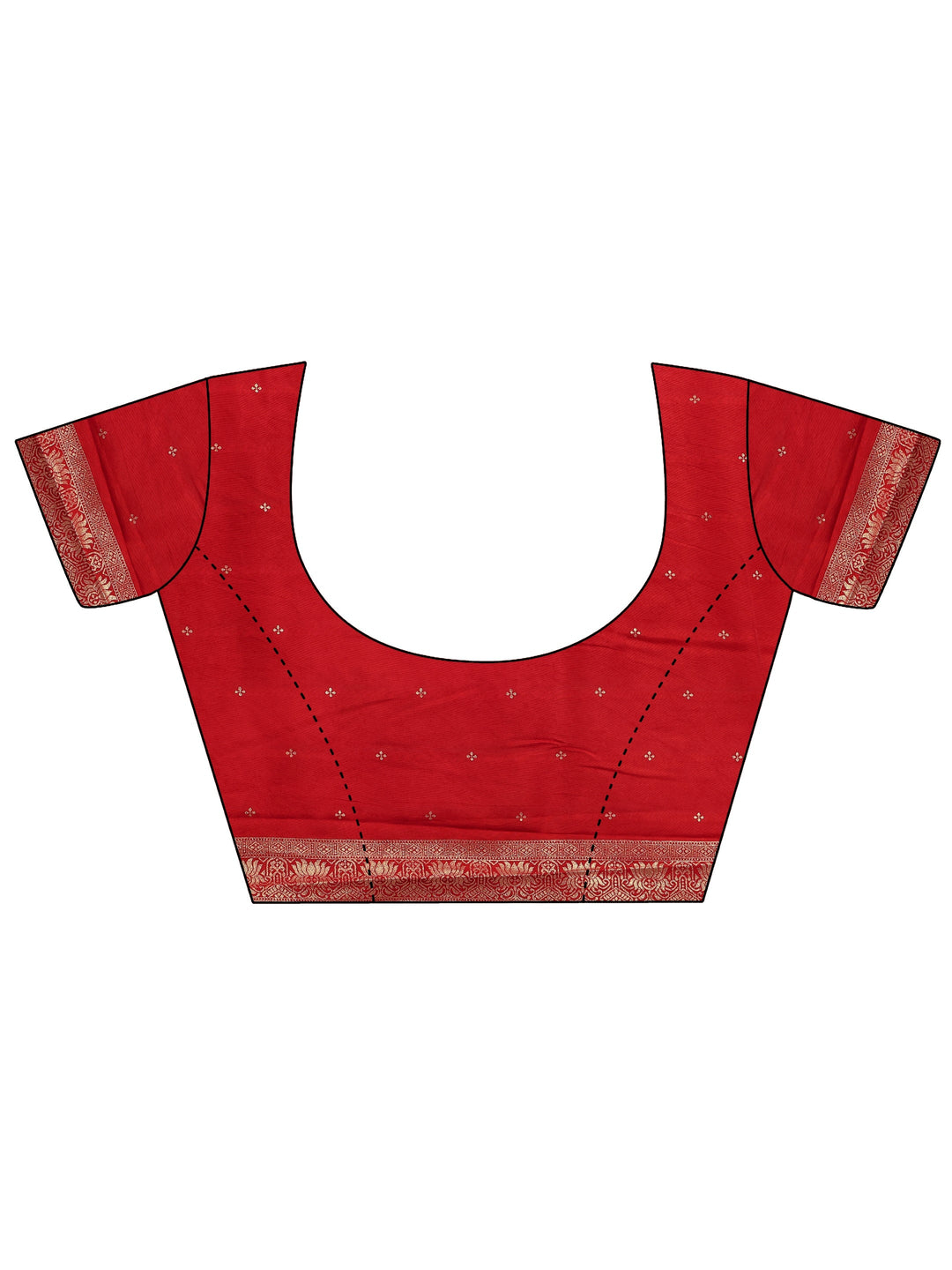  Red Woven Design Silk Blend Banarasi Saree With Unstitched Blouse Piece 