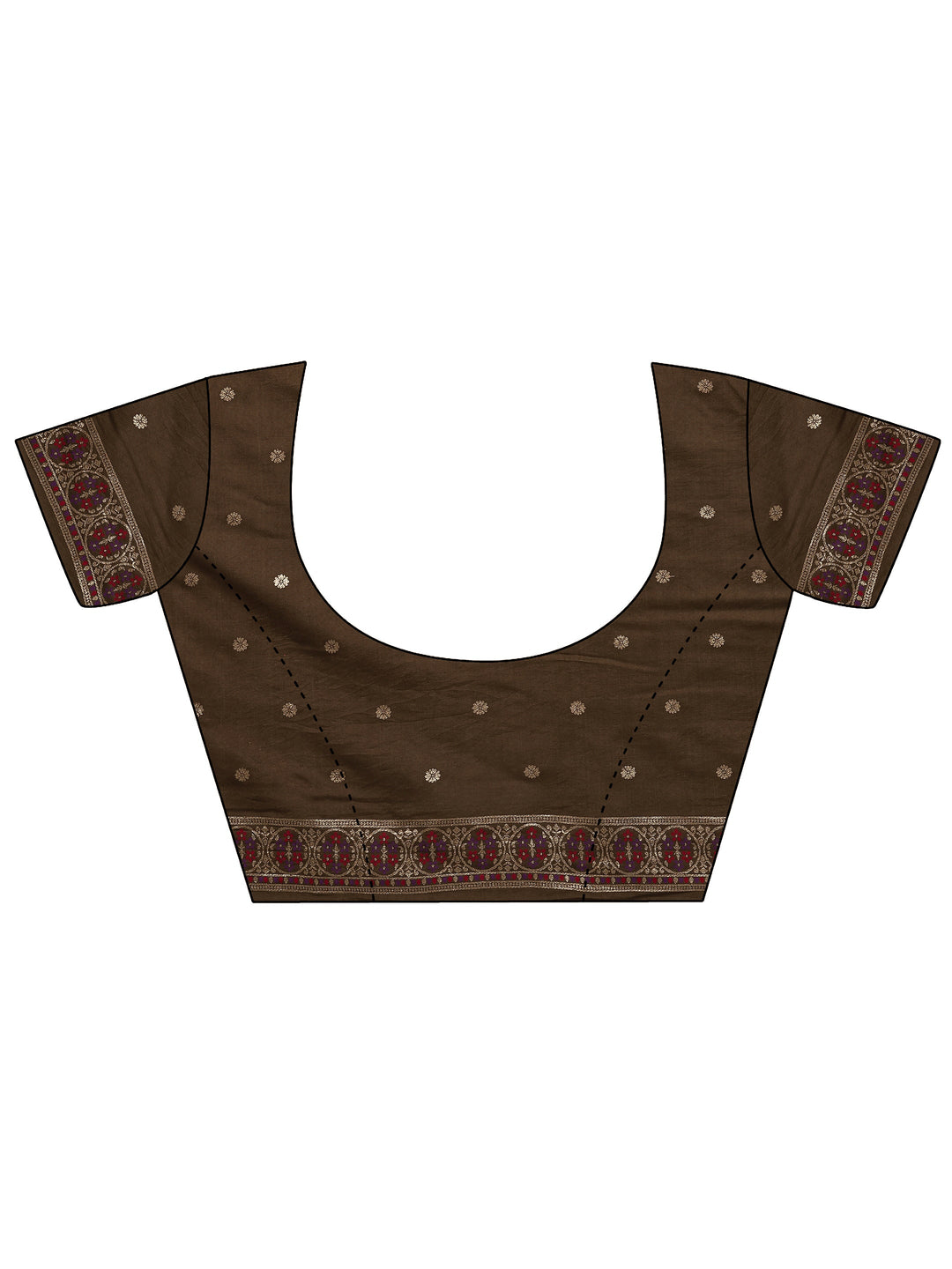  Bronze Woven Design Silk Blend Saree With Unstitched Blouse Piece 