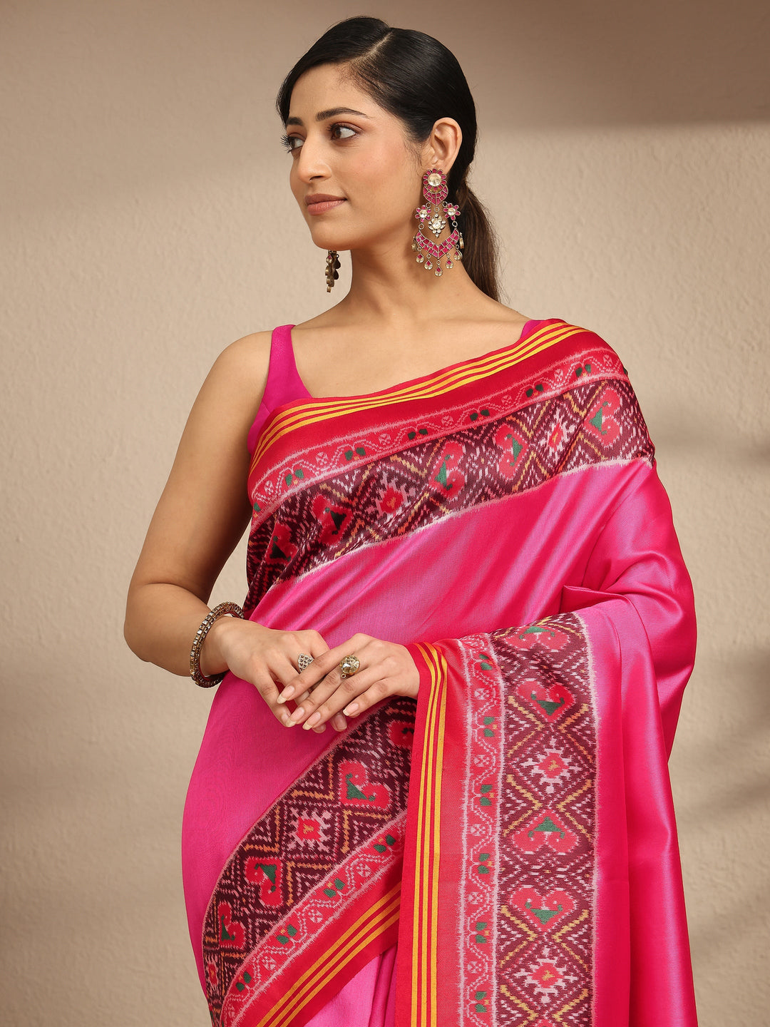  Pink Solid Silk Saree With Unstitched Blouse Piece 