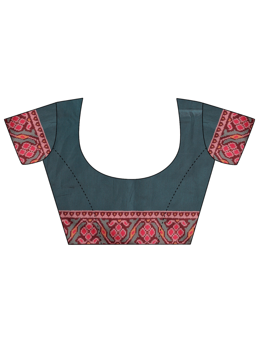  Pink Ikat Printed Silk Saree With Unstitched Blouse Piece 