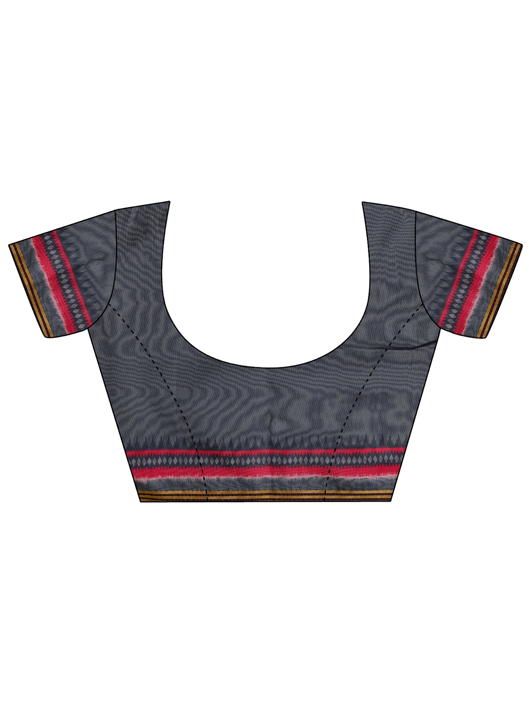  Grey Printed Silk Saree With Unstitched Blouse Piece 