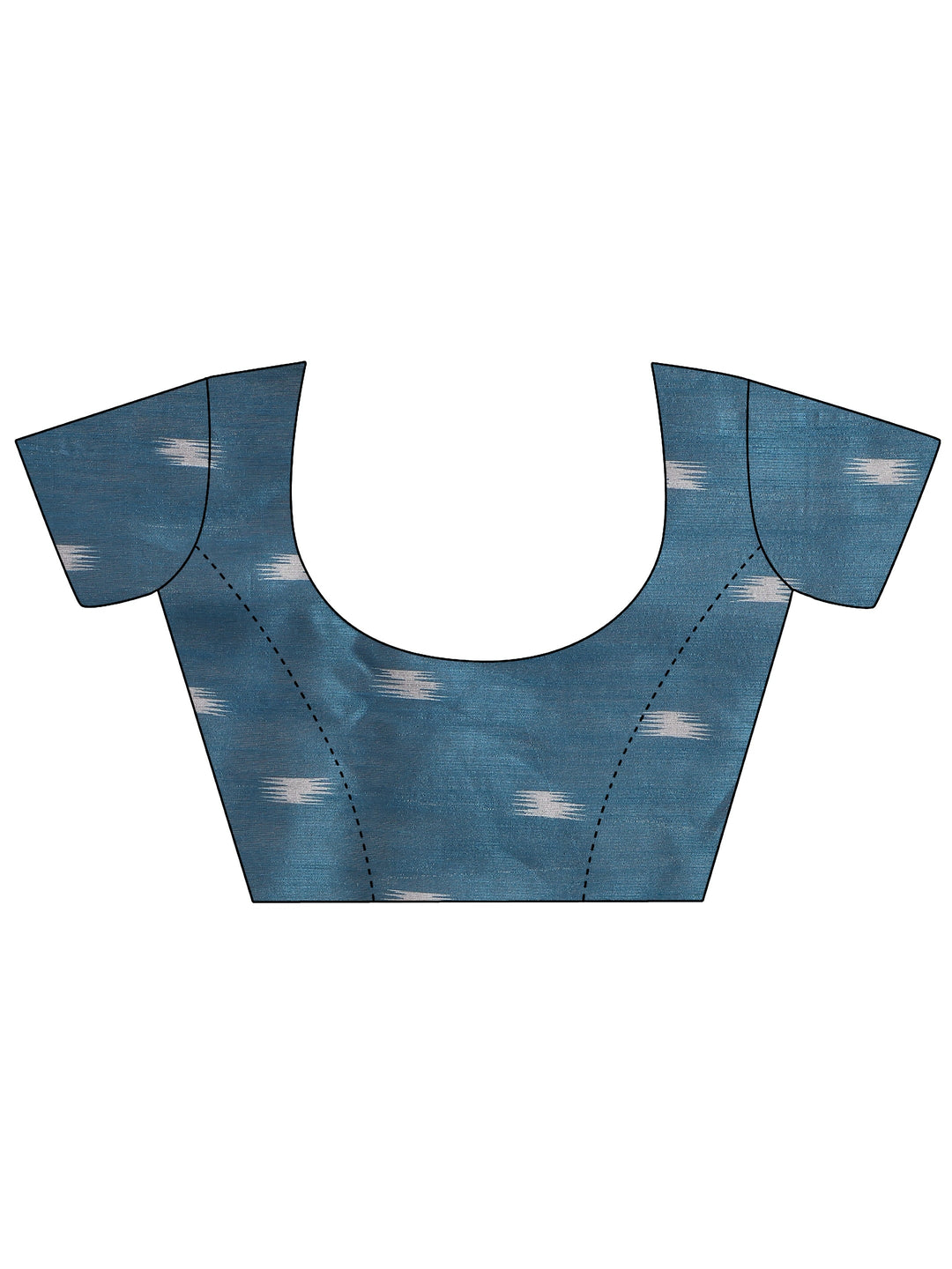  Blue Chevron Printed Silk Saree With Unstitched Blouse Piece 