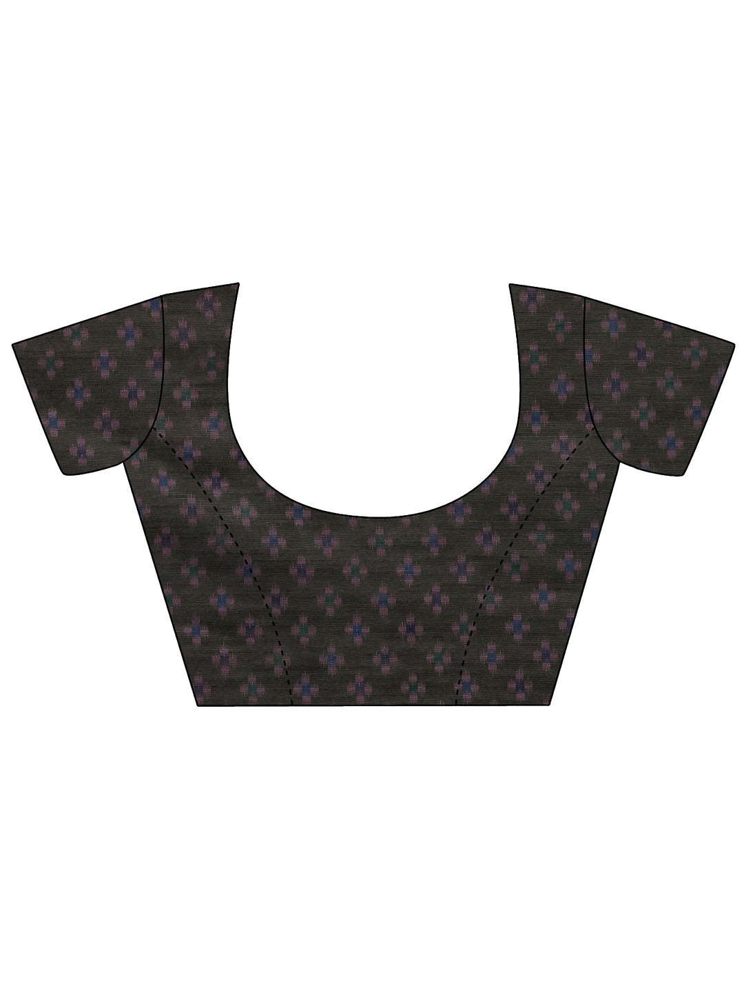  Burgundy Ikat Printed Silk Saree With Unstitched Blouse Piece 