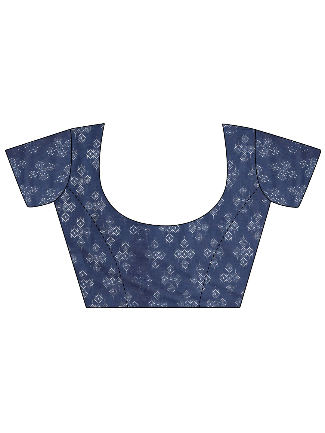  Blue Printed Cotton Saree With Unstitched Blouse Piece 