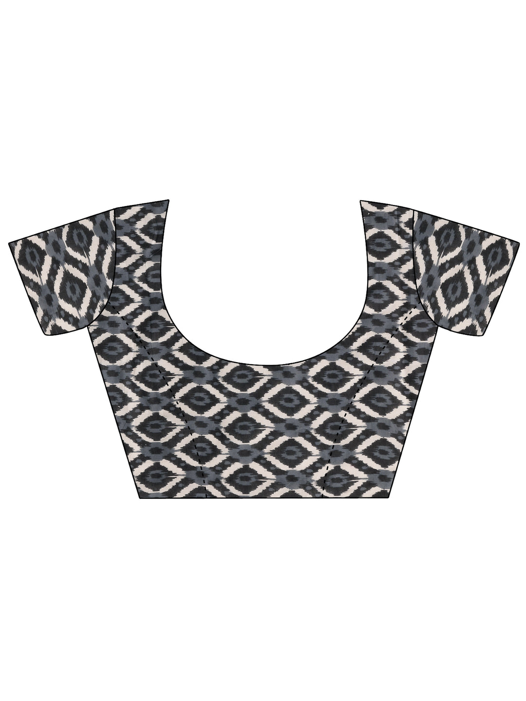  Black Block Printed Cotton Saree With Unstitched Blouse Piece 