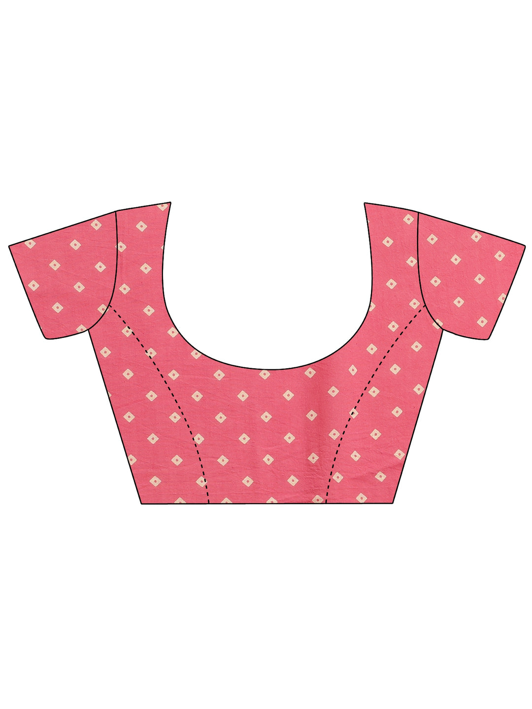  Pink Printed Cotton Saree With Unstitched Blouse Piece 