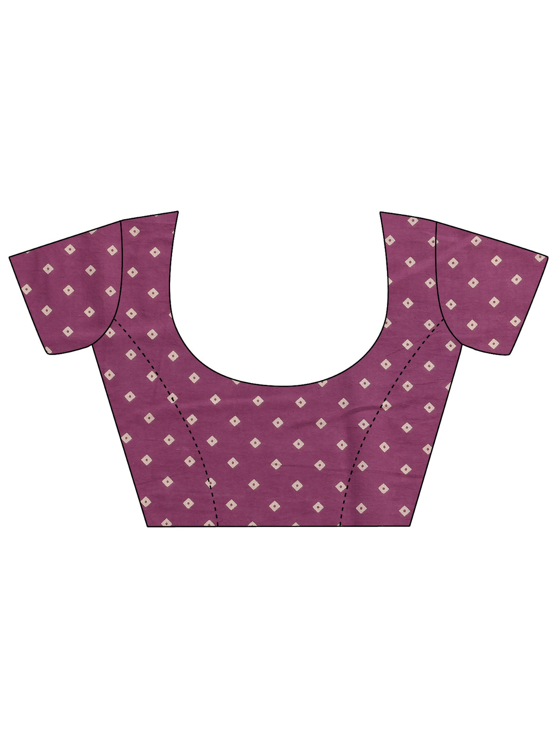  Purple Printed Cotton Saree With Unstitched Blouse Piece 