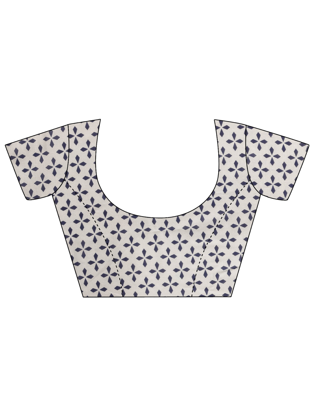  Navy Blue Printed Cotton Saree With Unstitched Blouse Piece 