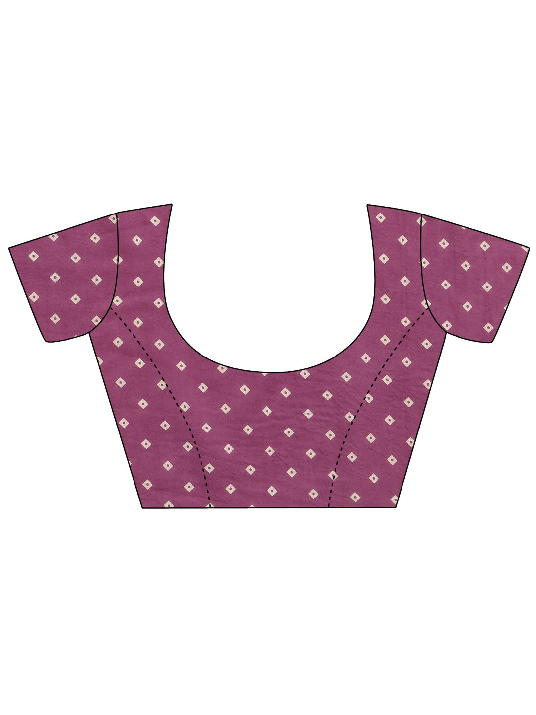  Purple Printed Cotton Saree With Unstitched Blouse Piece 