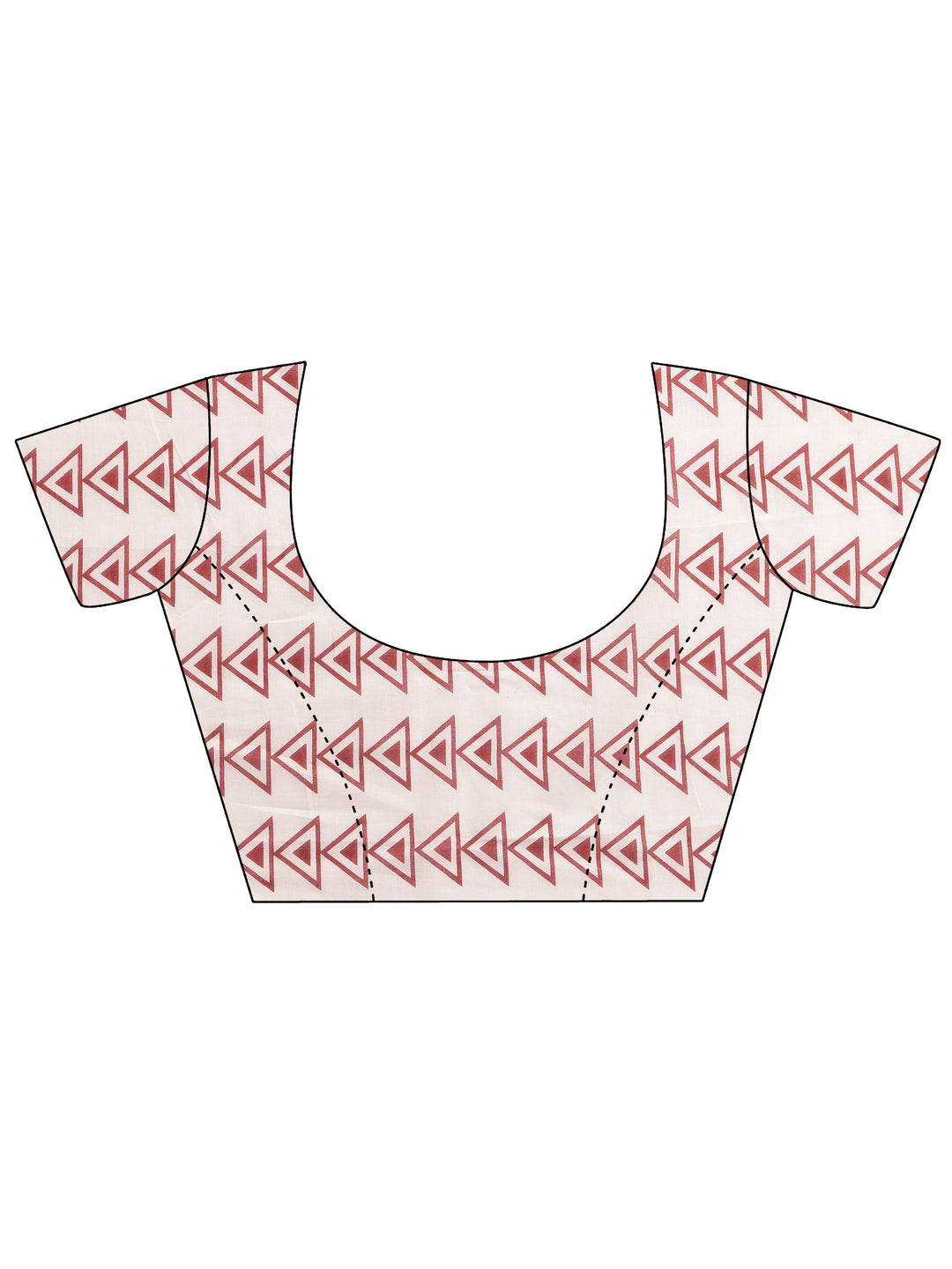  Maroon Geometric Printed Cotton Saree With Unstitched Blouse Piece 