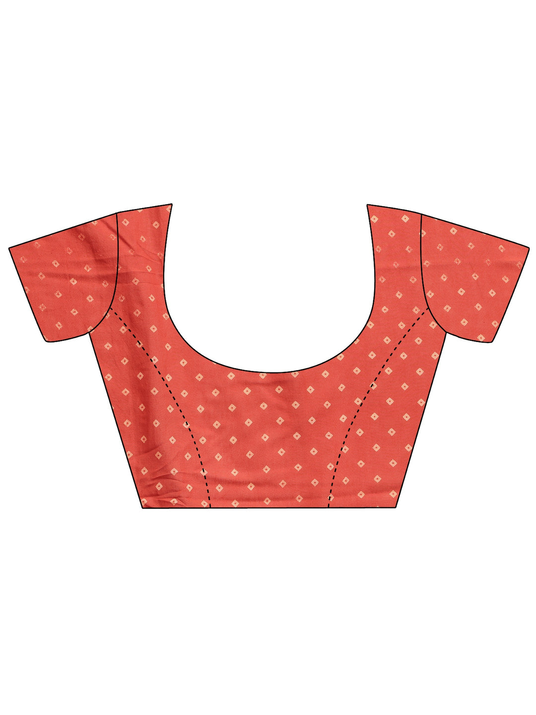  Red Bandhani Printed Cotton Saree With Unstitched Blouse Piece 