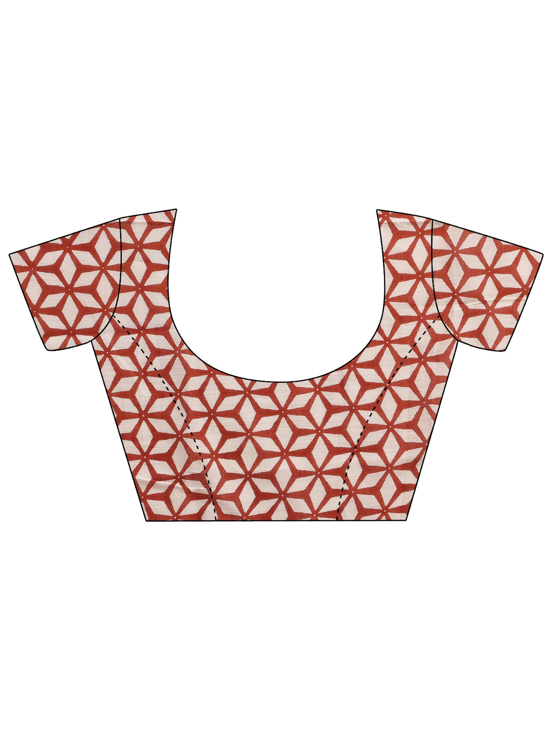  Brown Printed Cotton Saree With Unstitched Blouse Piece 