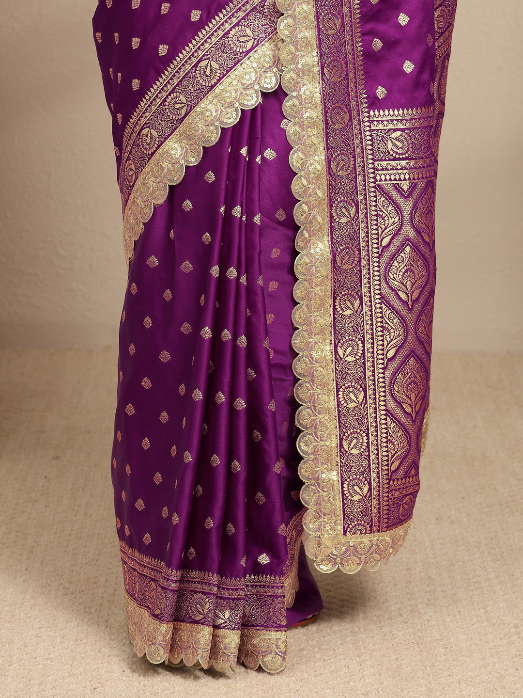  Purple Ethnic Motifs Woven Design Silk Blend Saree With Unstitched Blouse Piece 