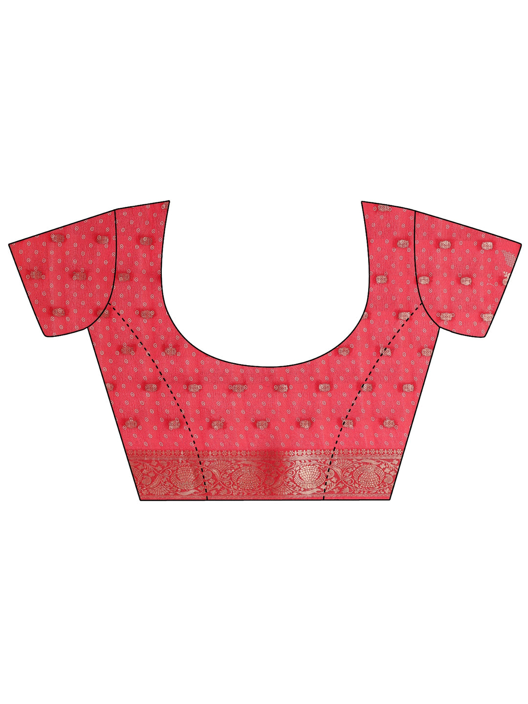  Red Floral Printed Silk Blend Saree With Unstitched Blouse Piece 