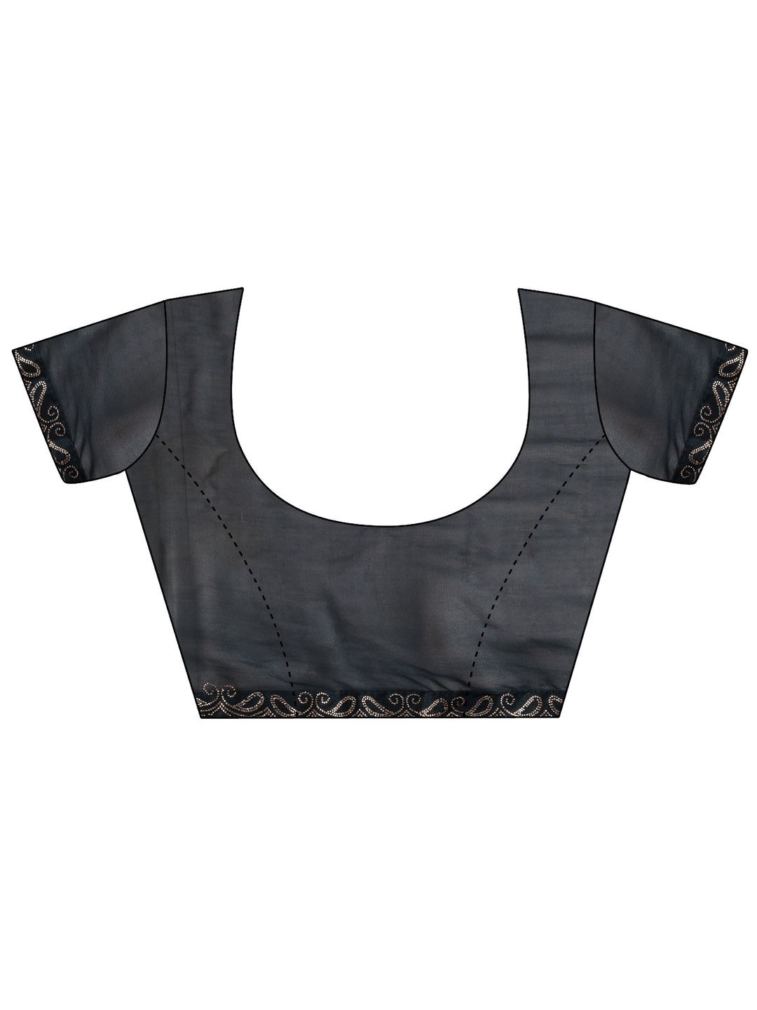  Navy Blue Printed Silk Blend Saree With Unstitched Blouse Piece 