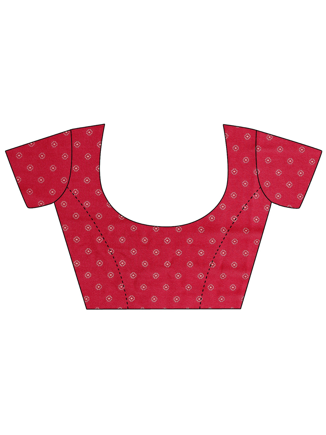  Red Floral Printed Silk Blend Saree With Unstitched Blouse Piece 