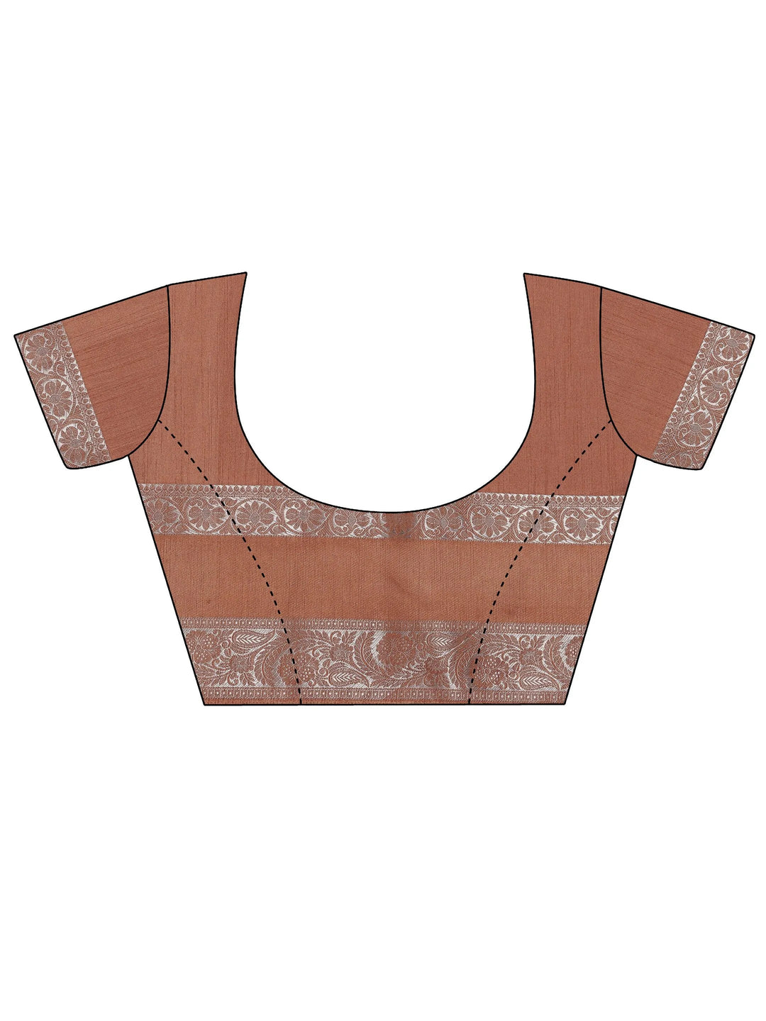 Brown Printed Silk Blend Saree With Unstitched Blouse Piece - Libas 