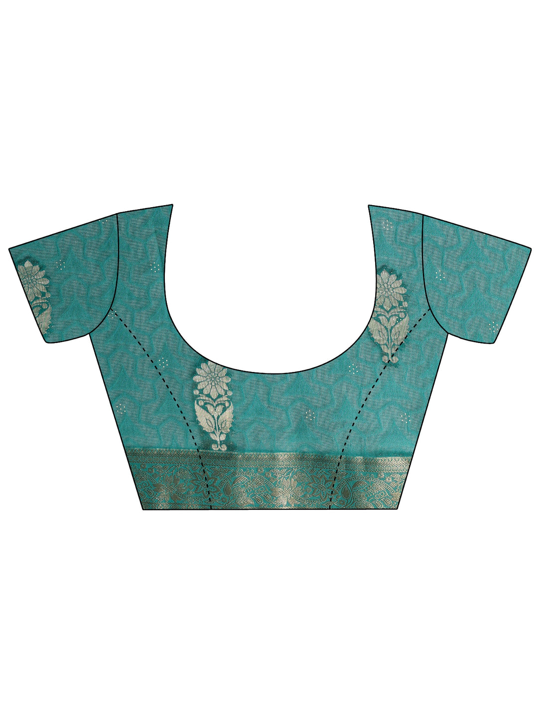  Green Floral Woven Design Silk Blend Saree With Unstitched Blouse Piece 
