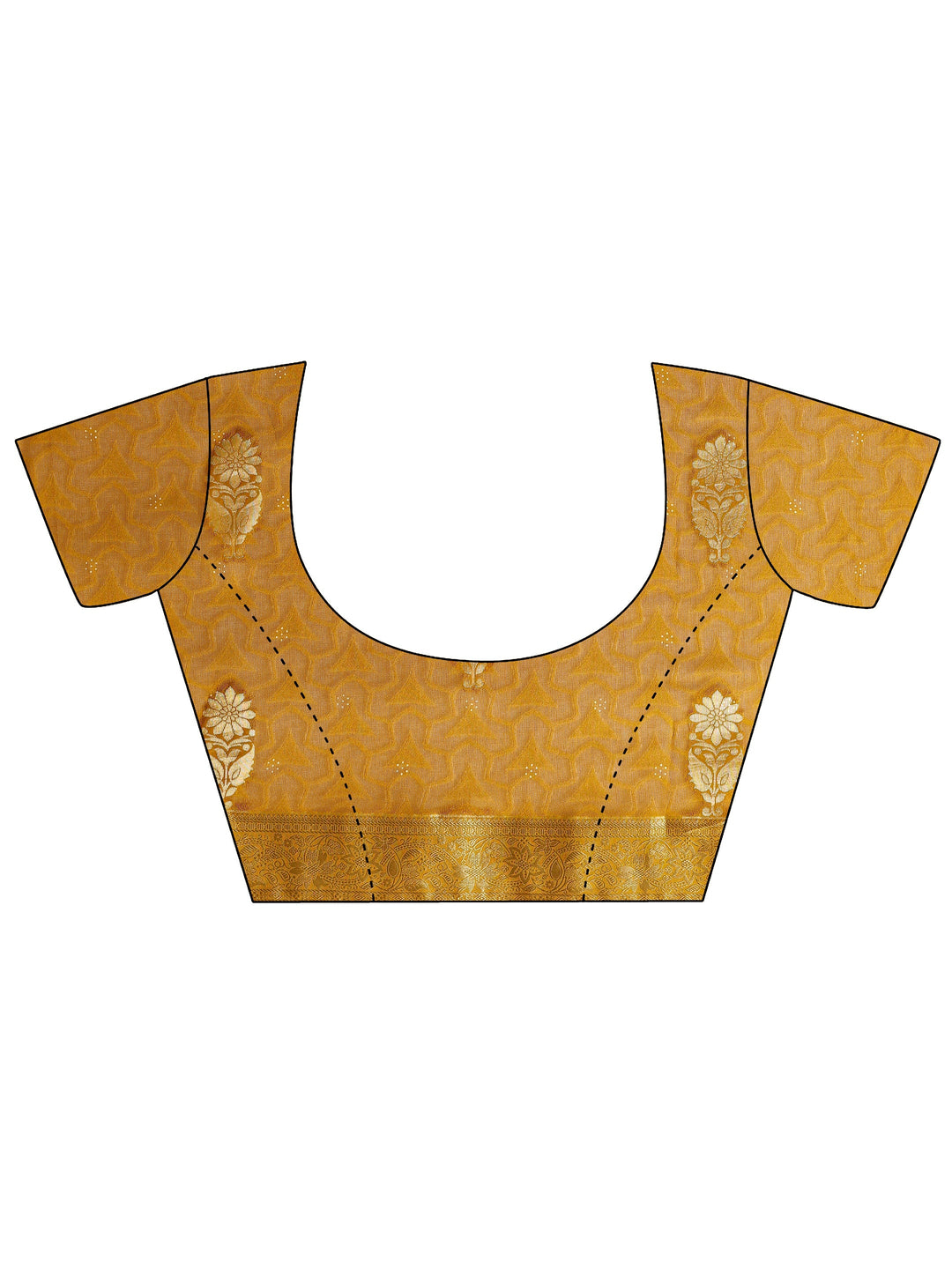  Mustard Floral Woven Design Silk Blend Saree With Unstitched Blouse Piece 
