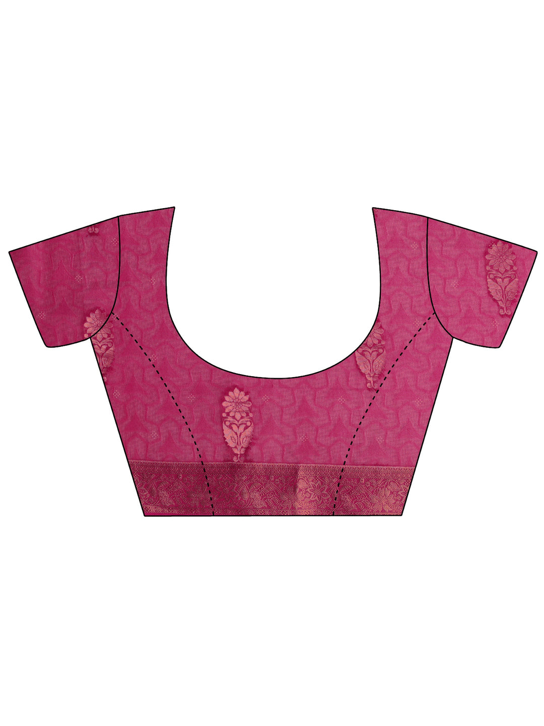  Pink Floral Woven Design Silk Blend Saree With Unstitched Blouse Piece 