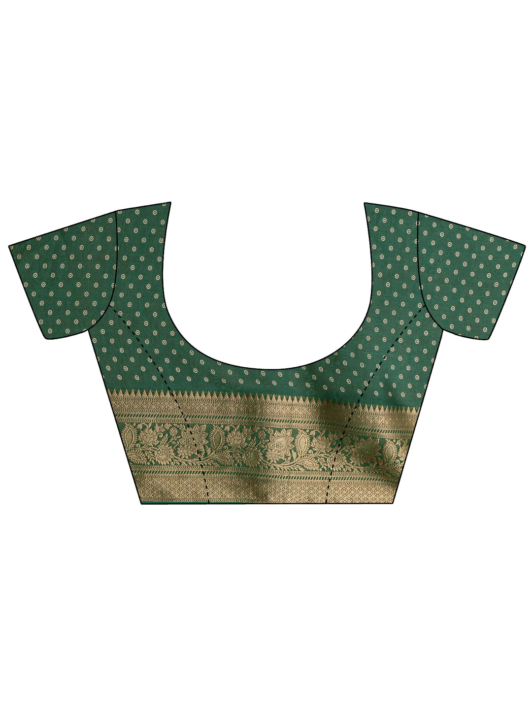  Green Paisley Printed Silk Blend Saree 
With Unstitched Blouse Piece 