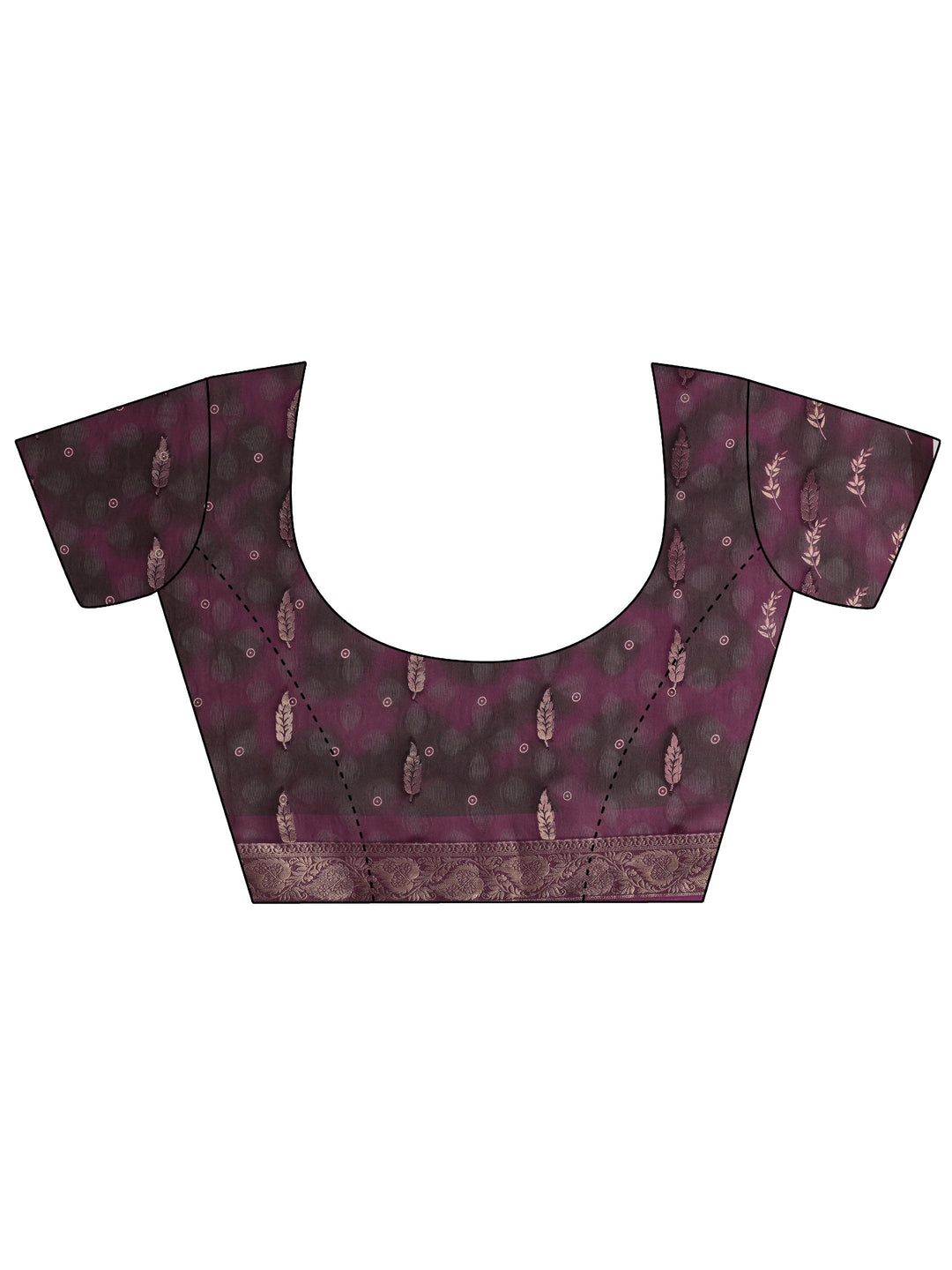  Burgundy Floral Printed Silk Blend Saree With Unstitched Blouse Piece 