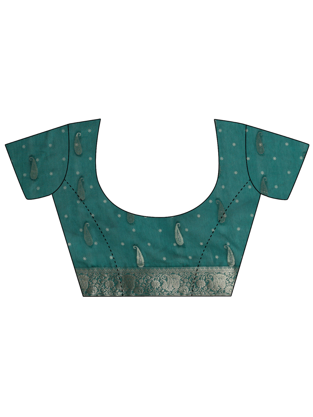  Green Woven Design Paisley Silk Blend Saree With Unstitched Blouse Piece 