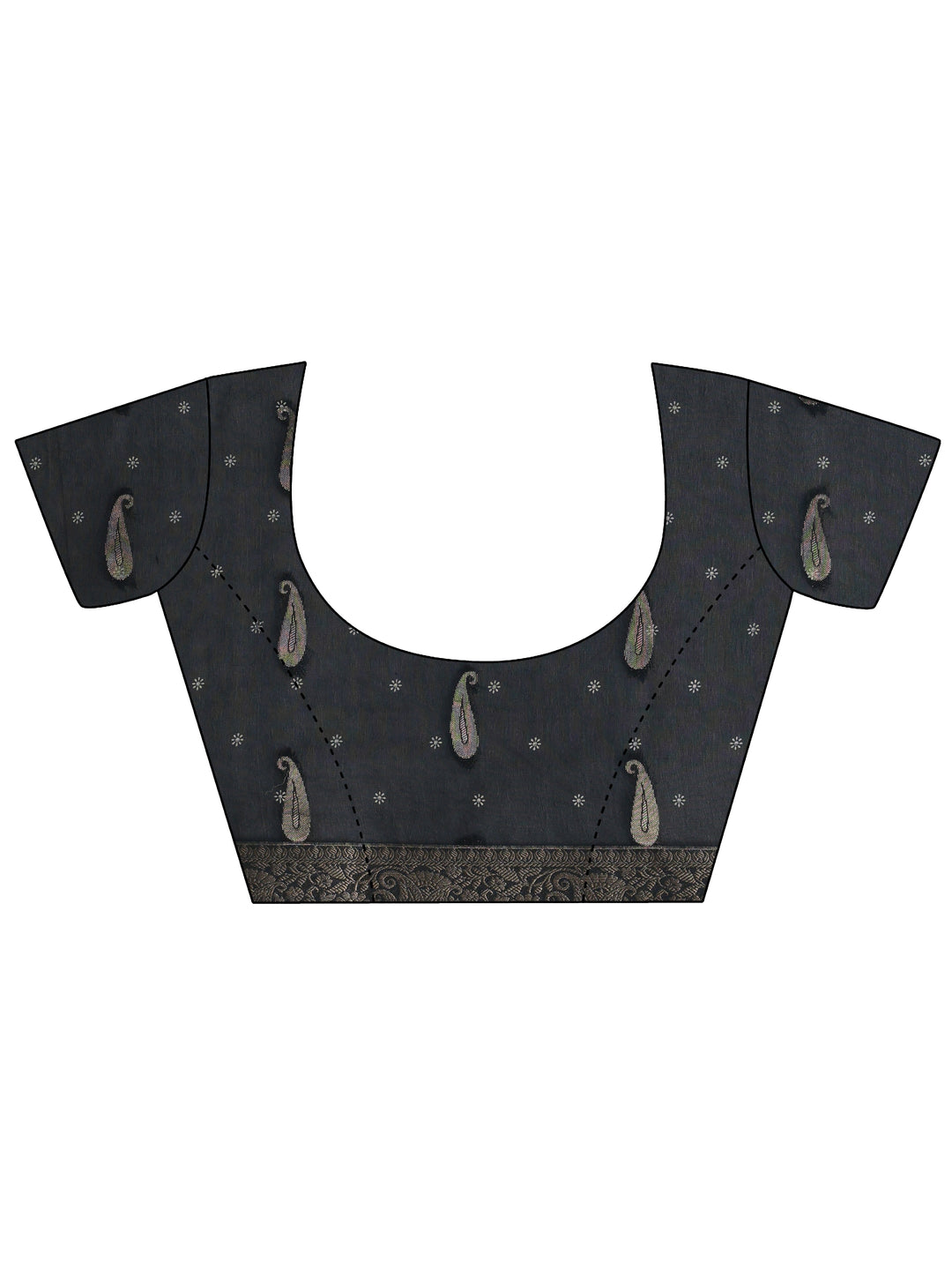  Navy Blue Woven Design Paisley Silk Blend Saree With Unstitched Blouse Piece 