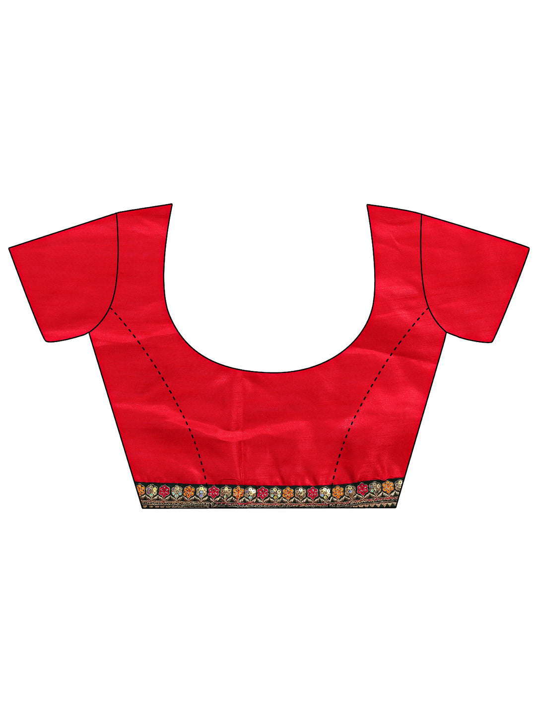  Red Gharchola Silk Blend Saree With Unstitched Blouse Piece 