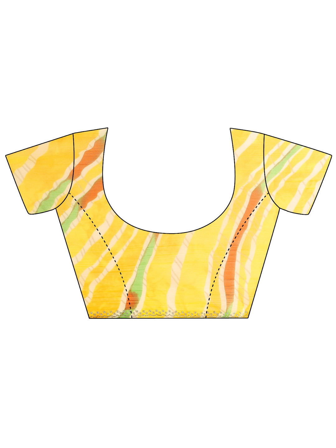  Yellow Leheriya Printed Silk Blend Saree 
With Unstitched Blouse Piece 