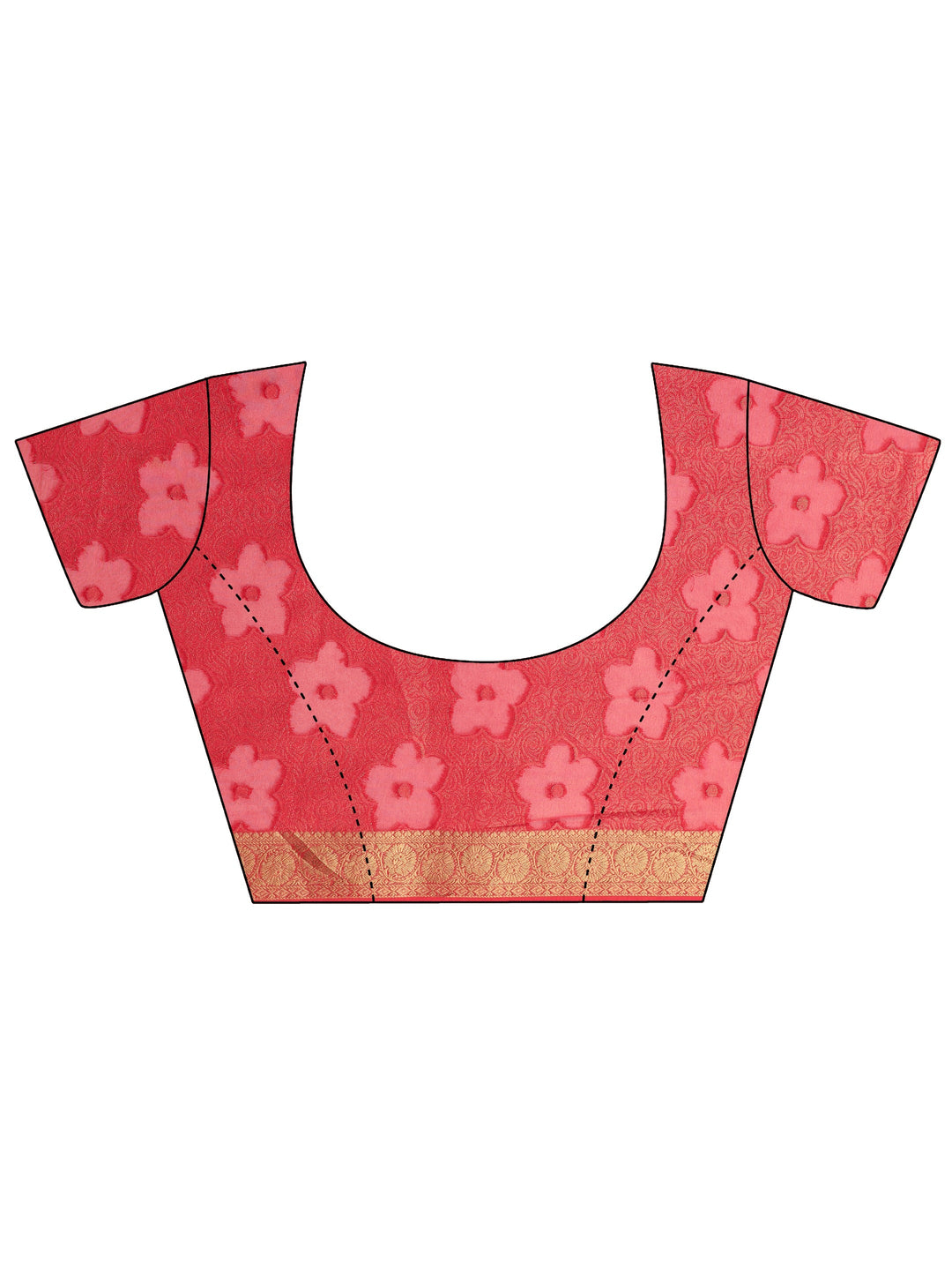  Red Floral Woven Design Silk Blend Saree 
With Unstitched Blouse Piece 