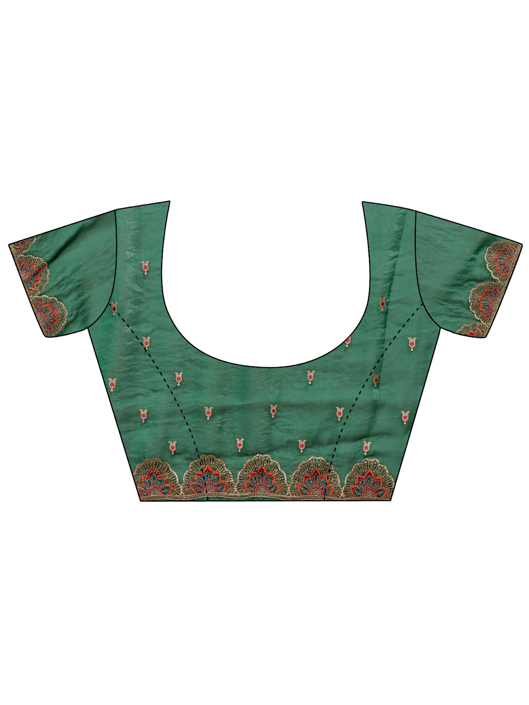  Green Ethnic Motif  Embroidered Silk Blend Saree With Unstitched Blouse Piece 