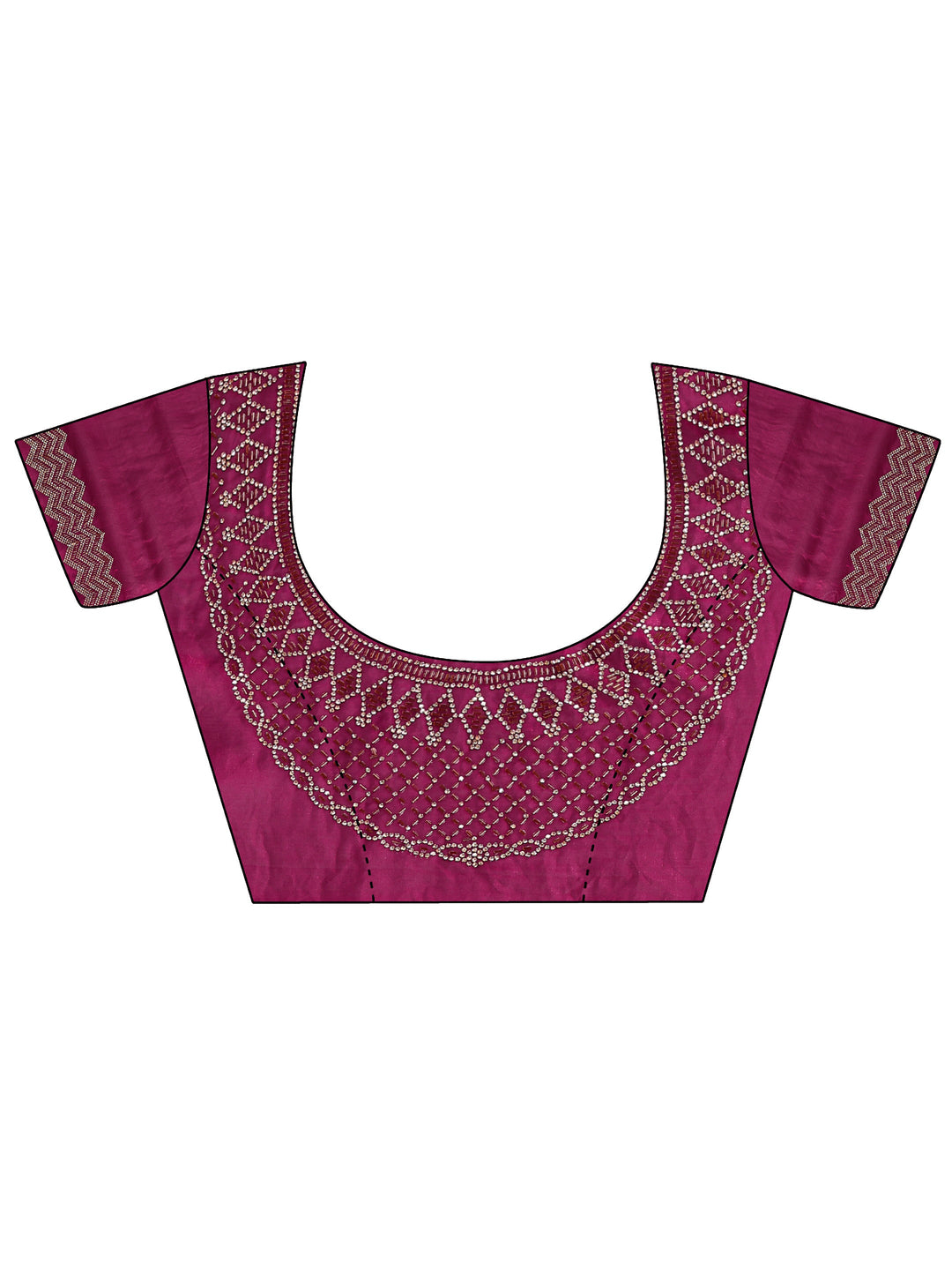  Magenta Embellished Silk Blend Saree
With Unstitched Blouse Piece 
