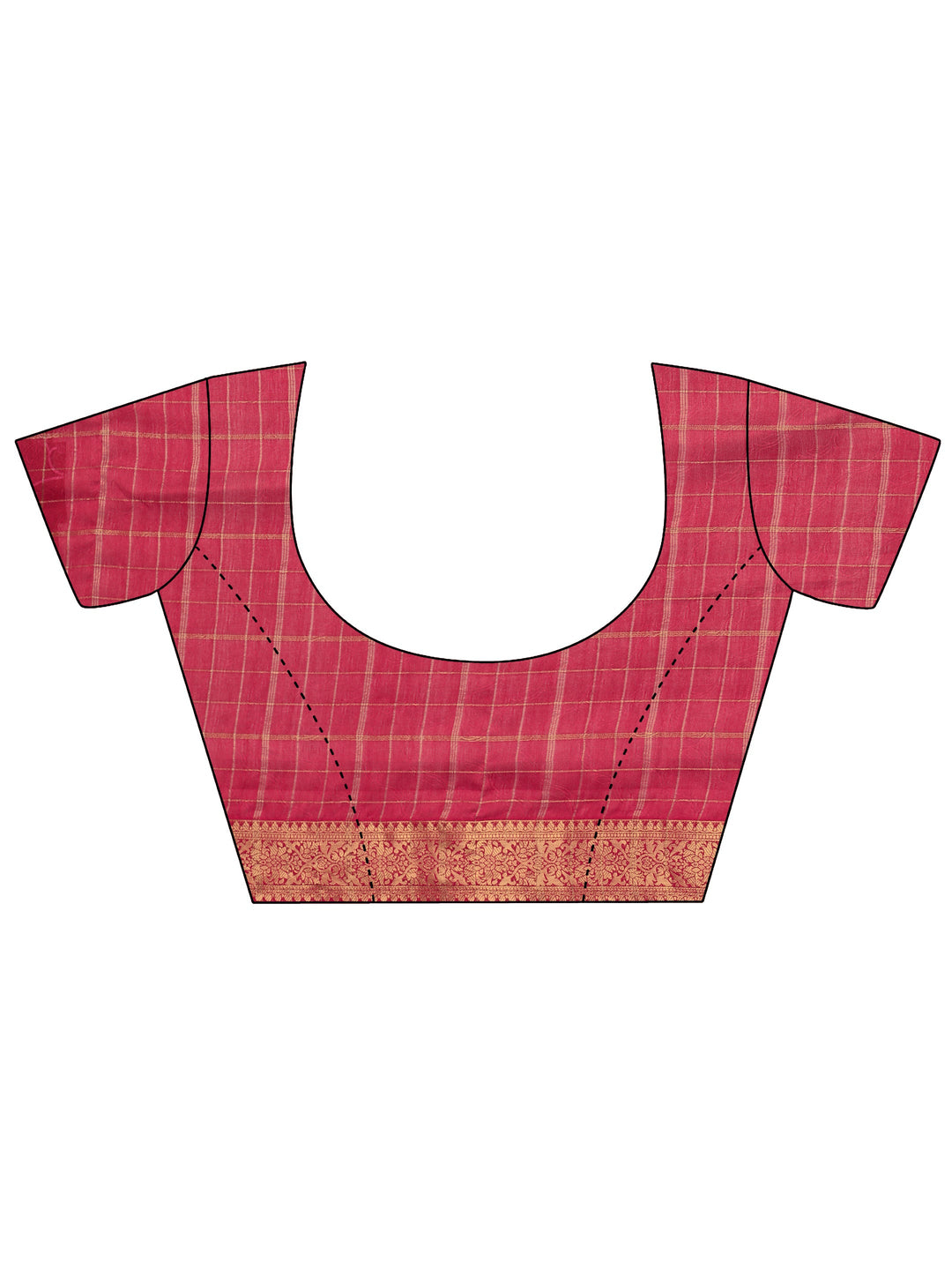  Red Abstract Printed Silk Blend Saree With Unstitched Blouse Piece 