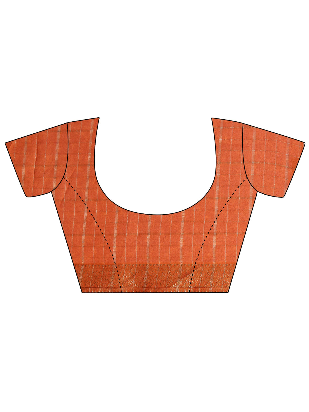  Orange Checkered Silk Blend Saree 
With Unstitched Blouse Piece 
